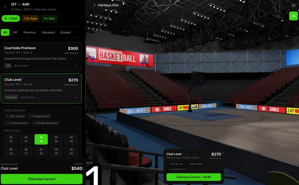 Basketball Arena: 3D Biletleme Platformu