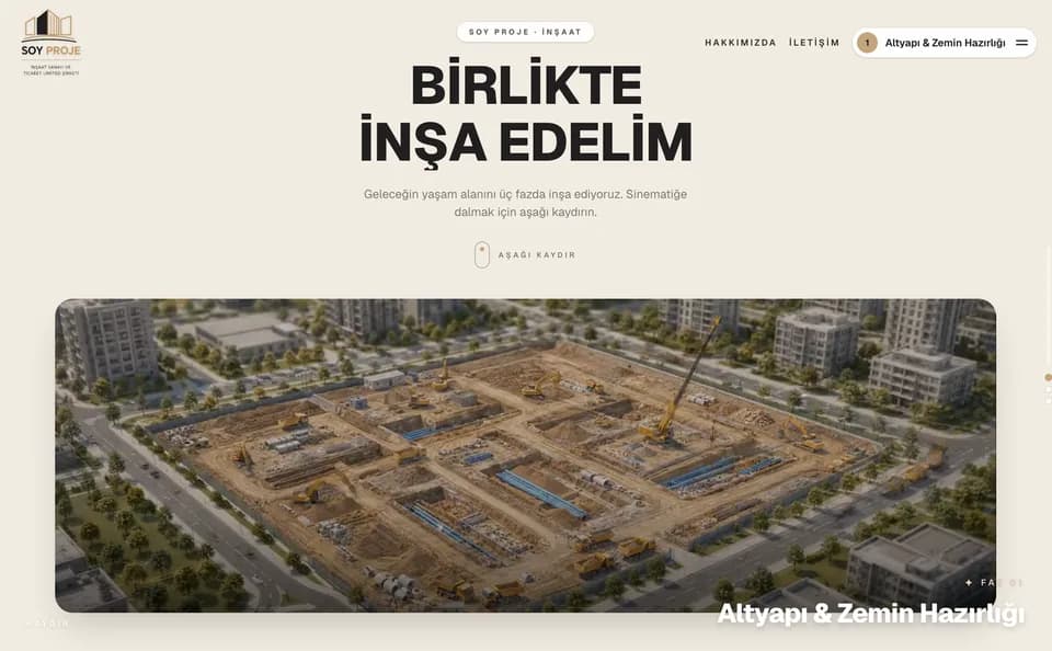 Soy Proje: İnşaat Marka Sitesi